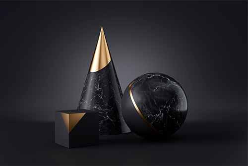 imagem abstrata com formas geométricas com granito preto